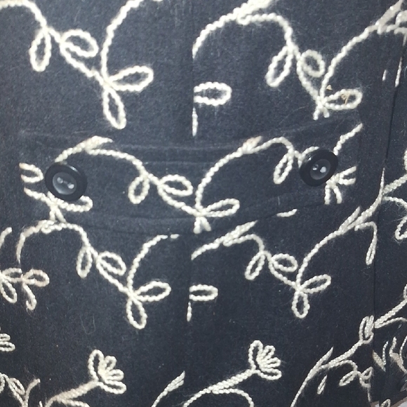 Focus By Shani Black and White Embroidered Wool Jacket - Picture 9 of 11